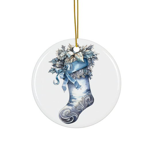 Blue Stocking Ceramic Christmas Ornaments