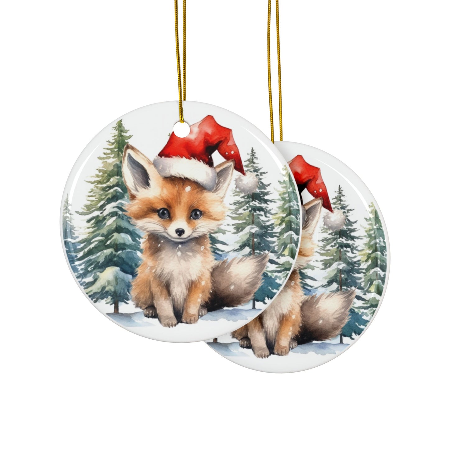 Baby Fox Ceramic Ornaments - 2-Sided Print for Holiday Cheer