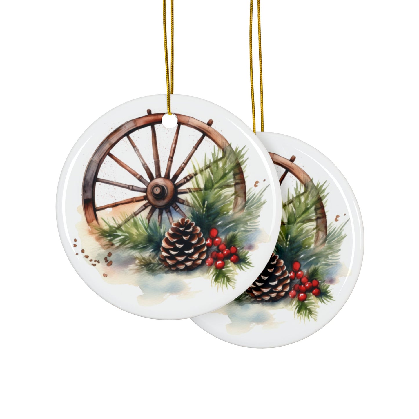 Country Wagon Wheel Ceramic Ornaments
