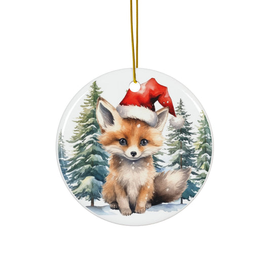 Baby Fox Ceramic Ornaments - 2-Sided Print for Holiday Cheer