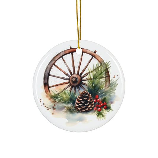 Country Wagon Wheel Ceramic Ornaments