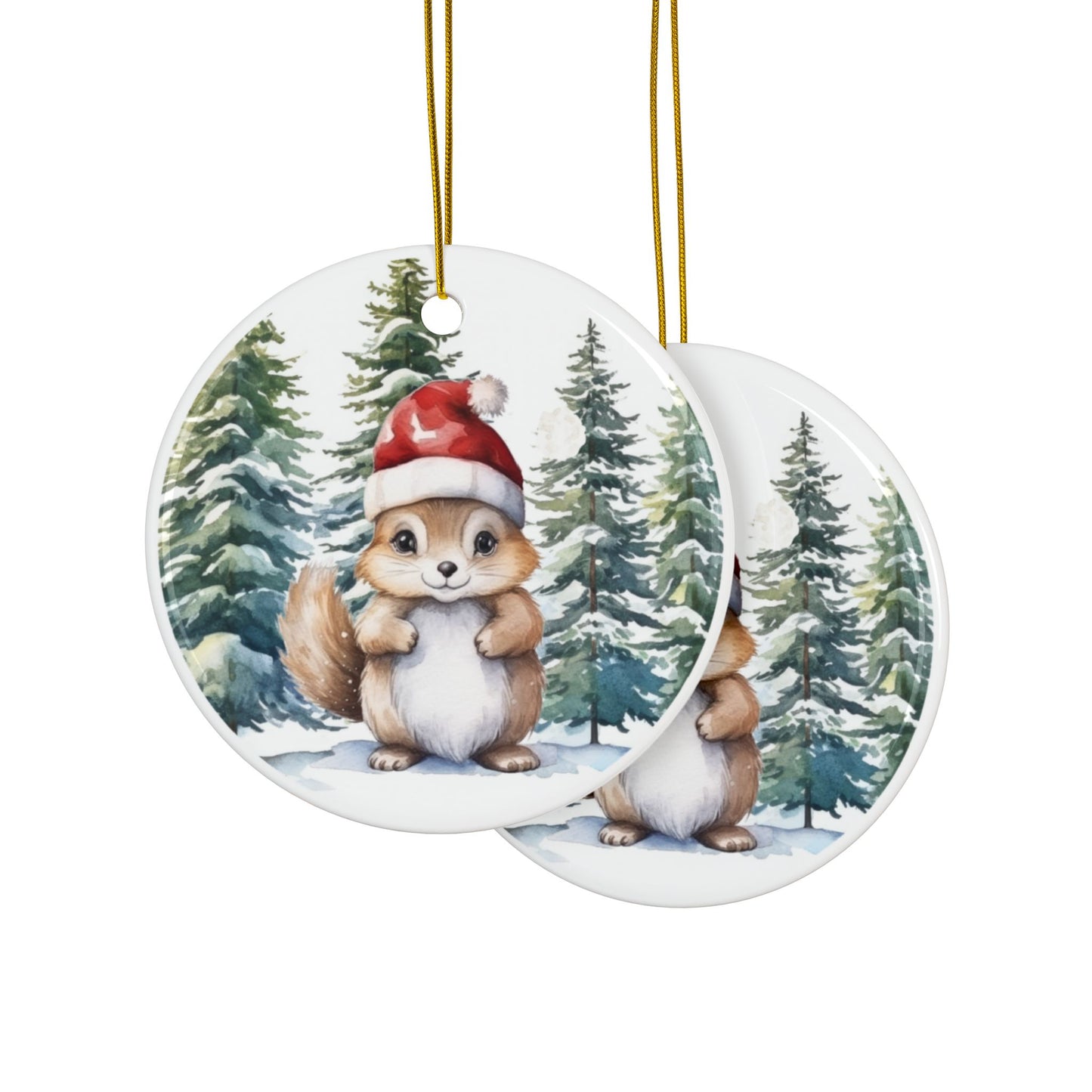 Bay Squirrel Ceramic Ornaments with Adorable Christmas Design