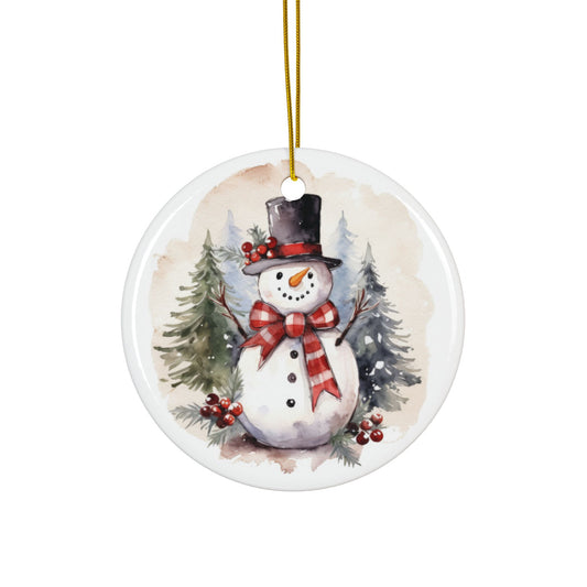 Country Snowman Ceramic Ornaments