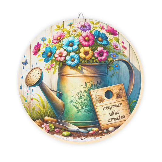 Gardener's Watering Can Floral Wood Sign — Rustic Spring Wall Decor