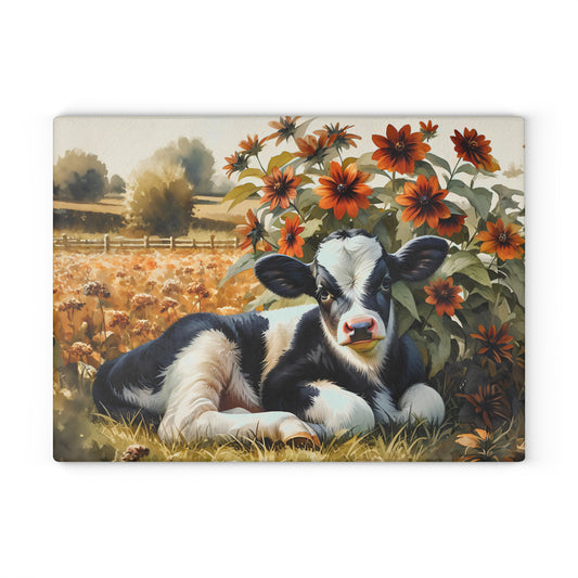 Rustic Calf Farmhouse Glass Cutting Board — Kitchen Decor