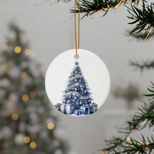 Blue Christmas Tree Ceramic Christmas Ornaments