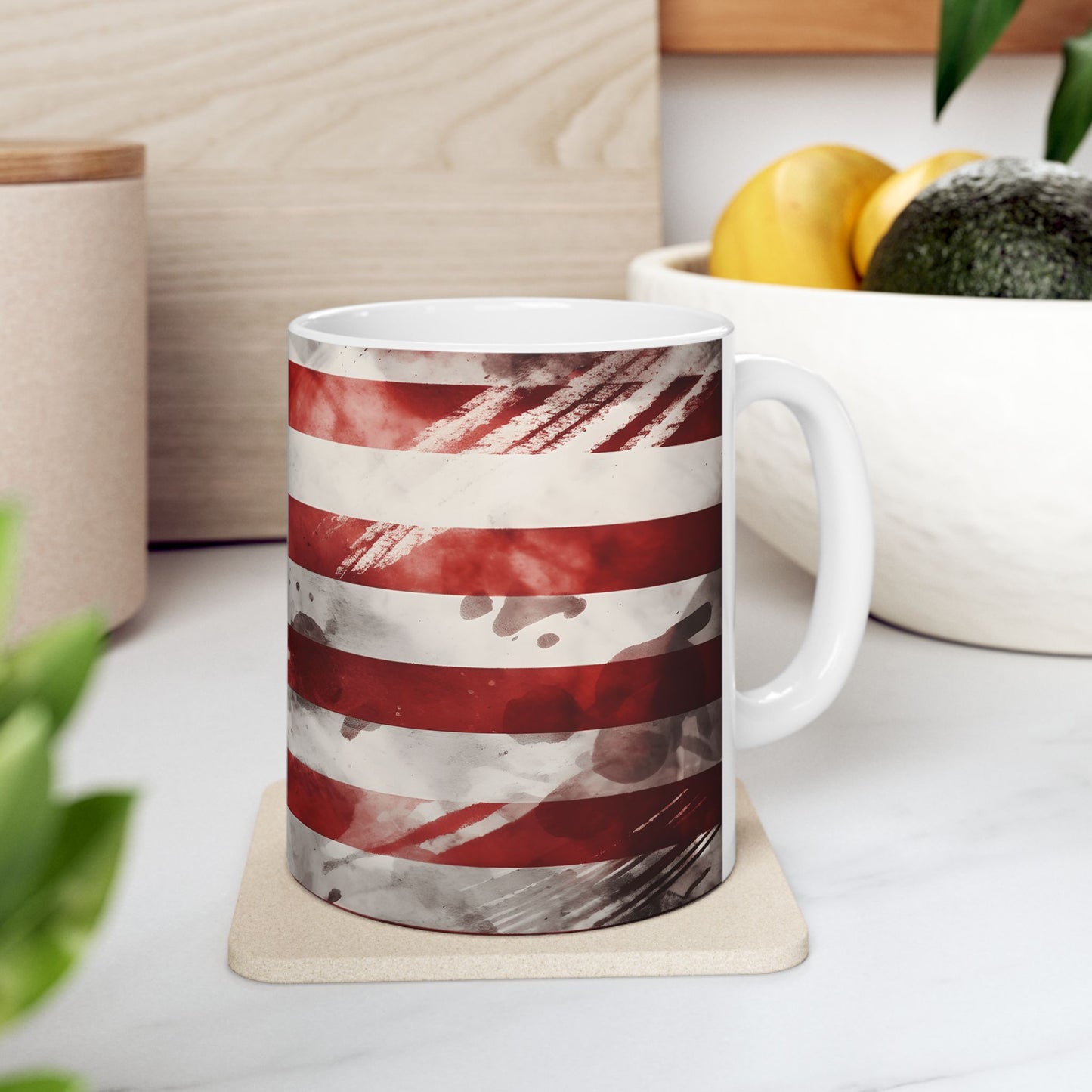 American Flag Ceramic Mug — Vintage Distressed USA Patriotic Coffee Cup (11oz, 15oz)
