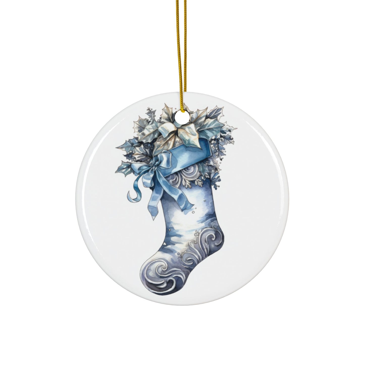 Blue Stocking Ceramic Christmas Ornaments