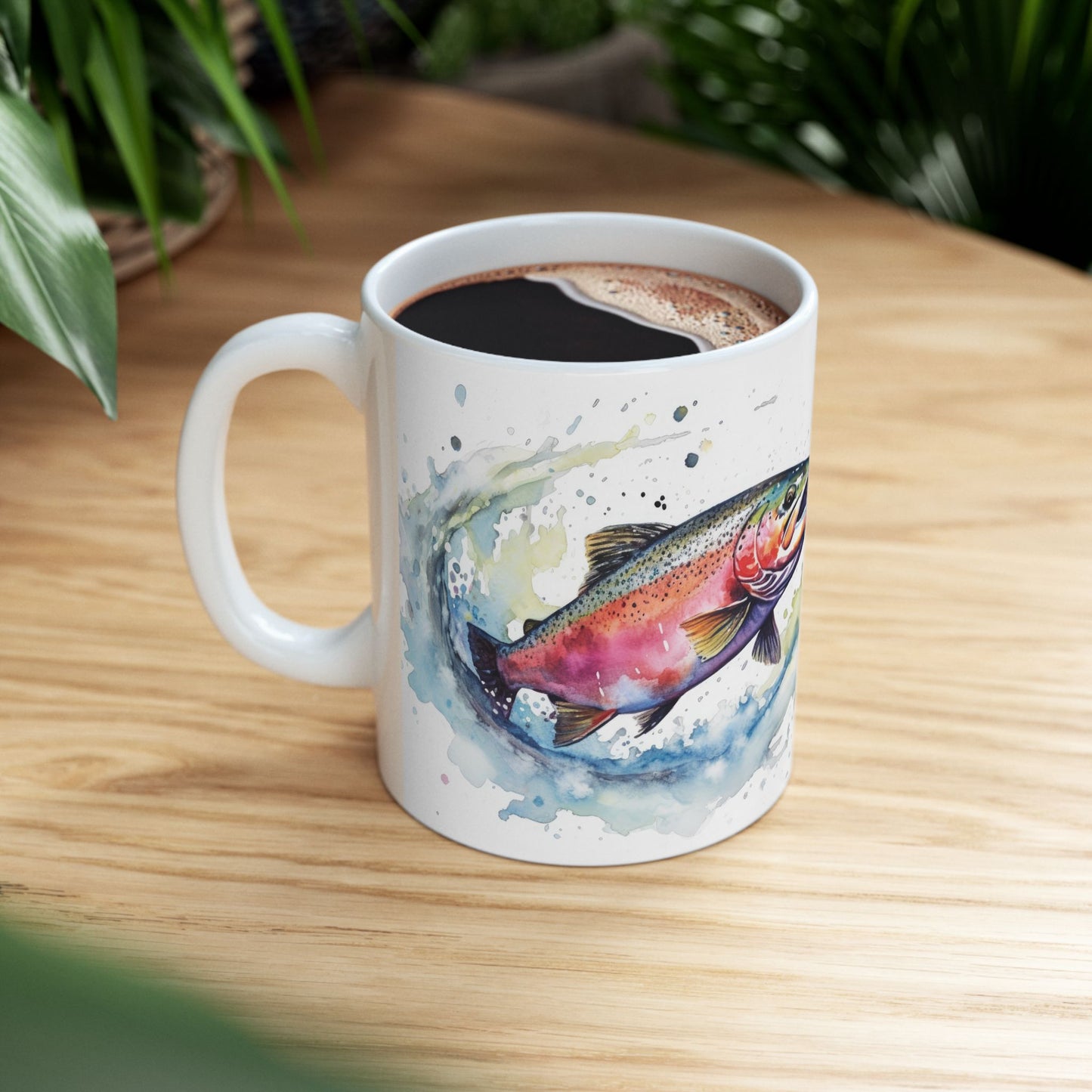 Jesus Made Me A Fisher Of Men Mug — Rainbow Trout Christian Faith Coffee Cup