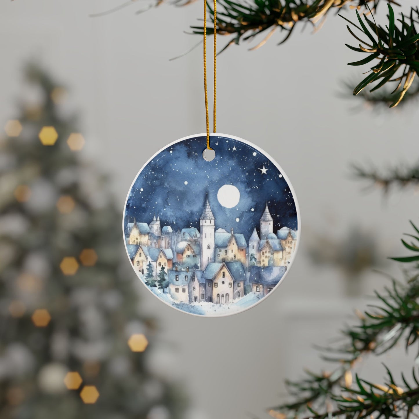 Blue Village Ceramic Christmas Ornaments
