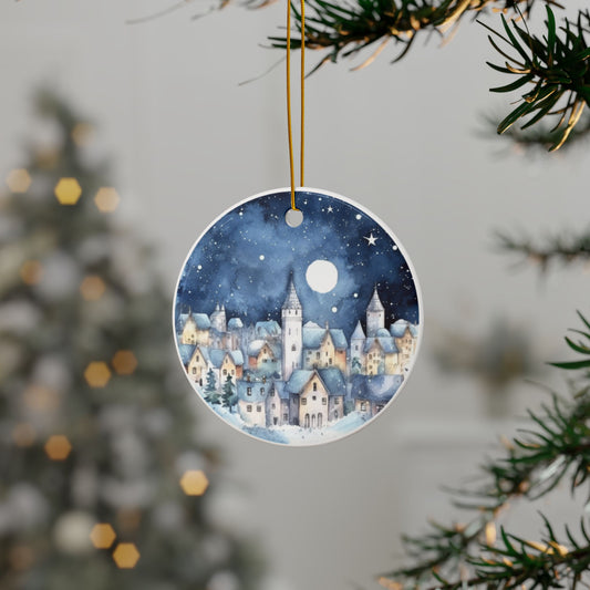Blue Village Ceramic Christmas Ornaments