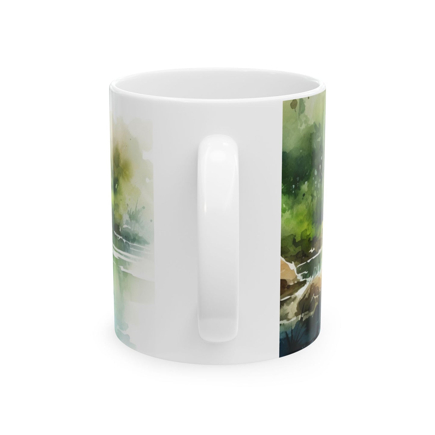 Fly Fishing Scenic Ceramic Mug — Angler River Landscape Coffee Cup (11oz, 15oz)