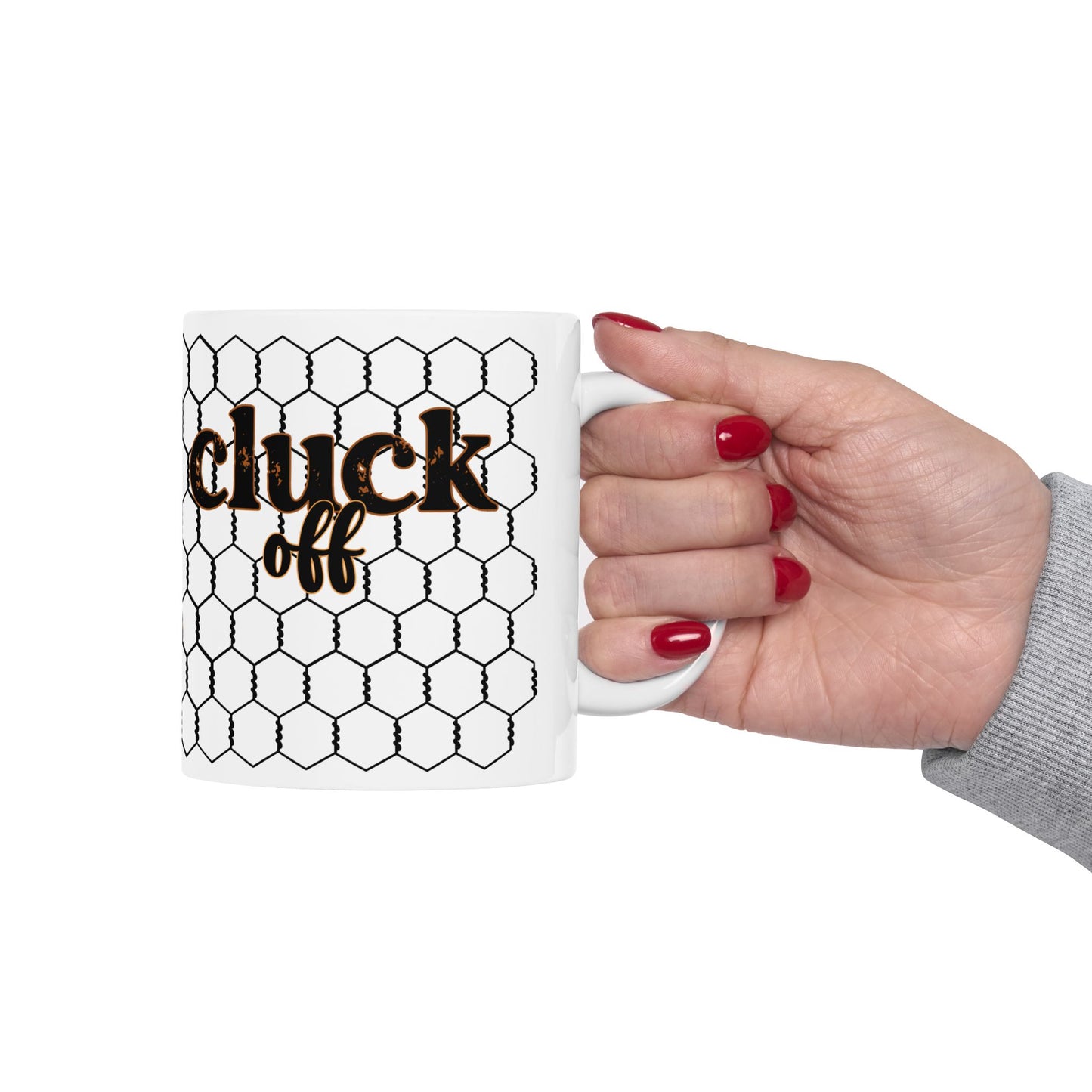Cluck Off Chicken Coop Ceramic Mug — Farmhouse Hen & Chick Coffee Cup (11oz/15oz)