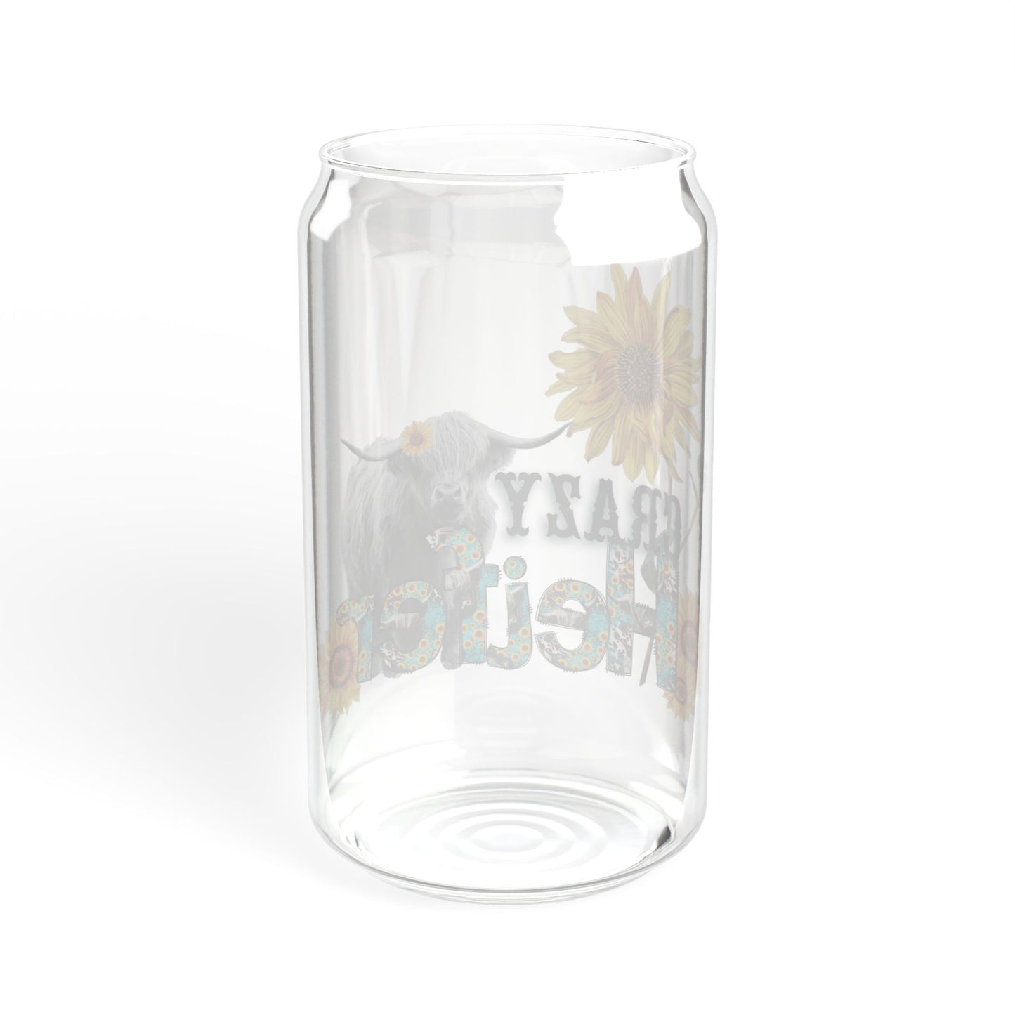 "Crazy Healer" Sunflower Cow 16oz Reusable Tumbler Sipper Glass