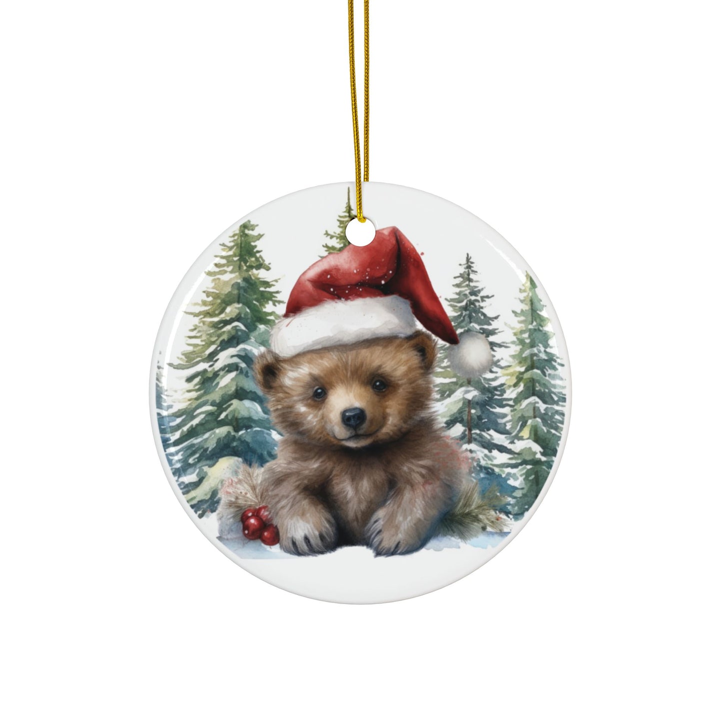 Baby Bear Ceramic Ornaments - 2-Sided Print for Holiday Decor