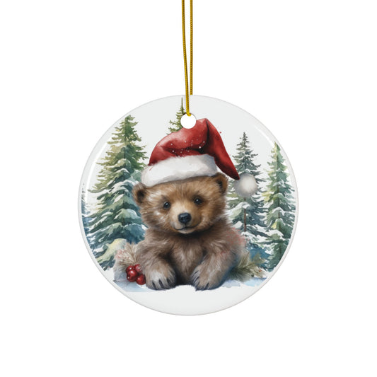 Baby Bear Ceramic Ornaments - 2-Sided Print for Holiday Decor