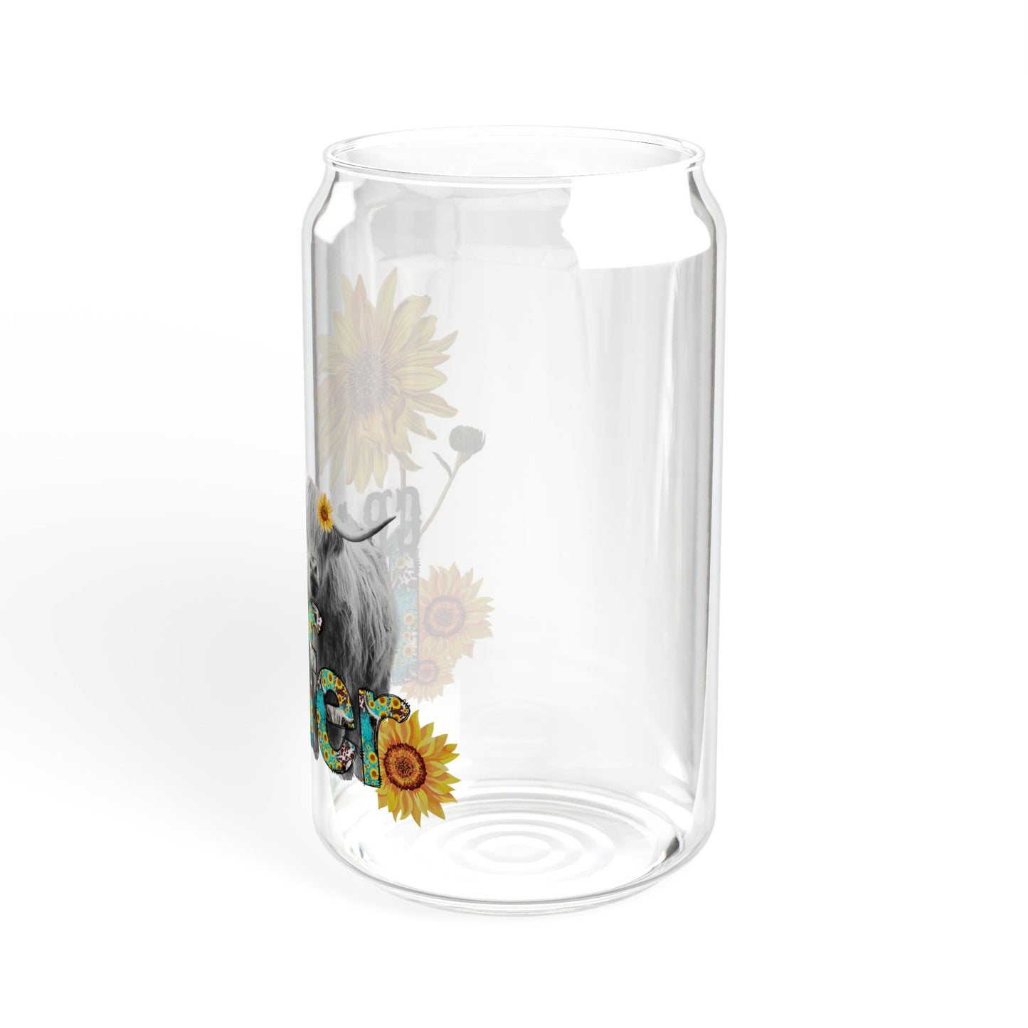 "Crazy Healer" Sunflower Cow 16oz Reusable Tumbler Sipper Glass
