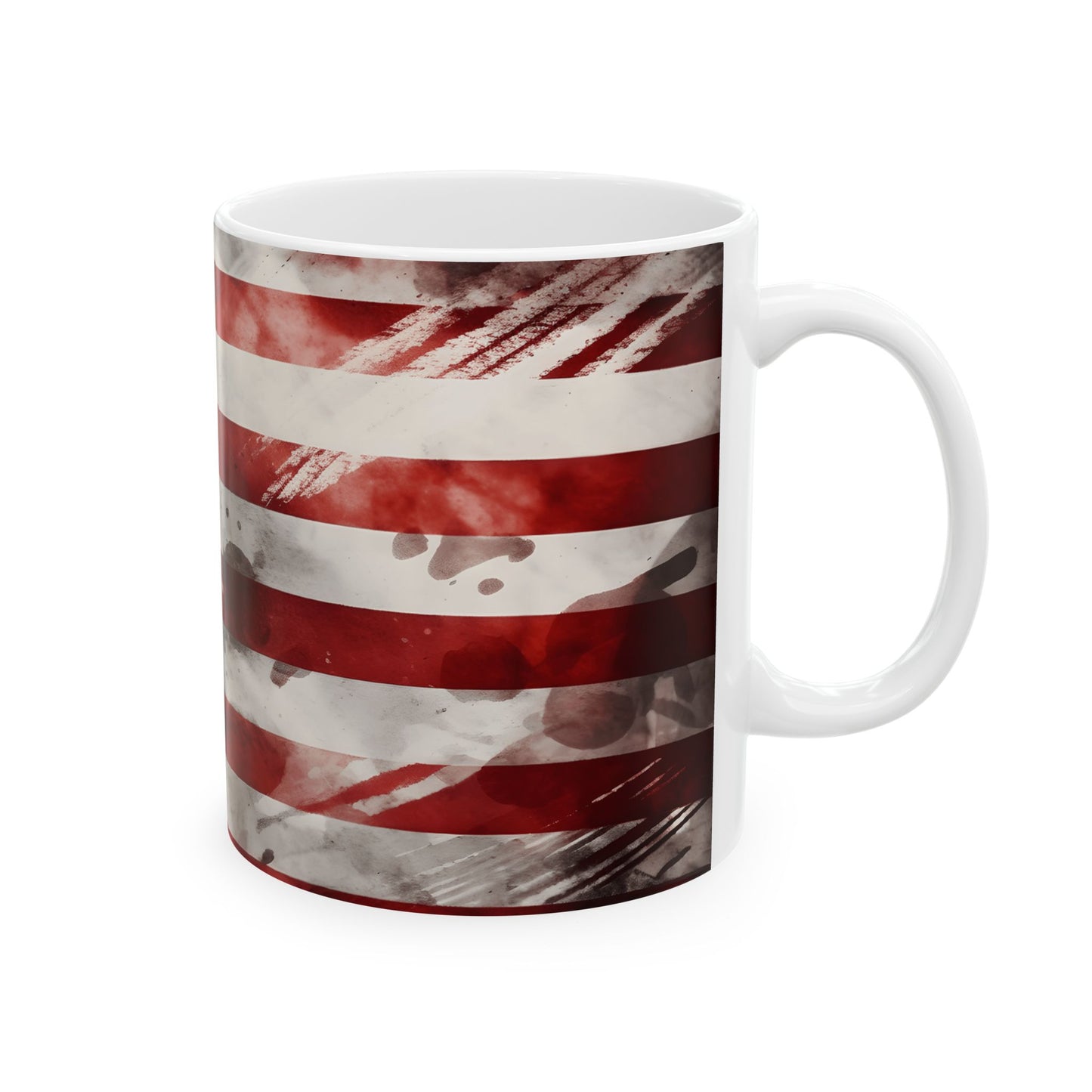 American Flag Ceramic Mug — Vintage Distressed USA Patriotic Coffee Cup (11oz, 15oz)