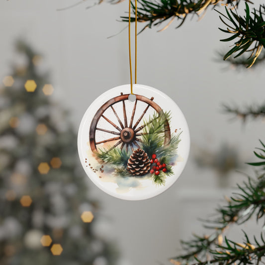 Country Wagon Wheel Ceramic Ornaments