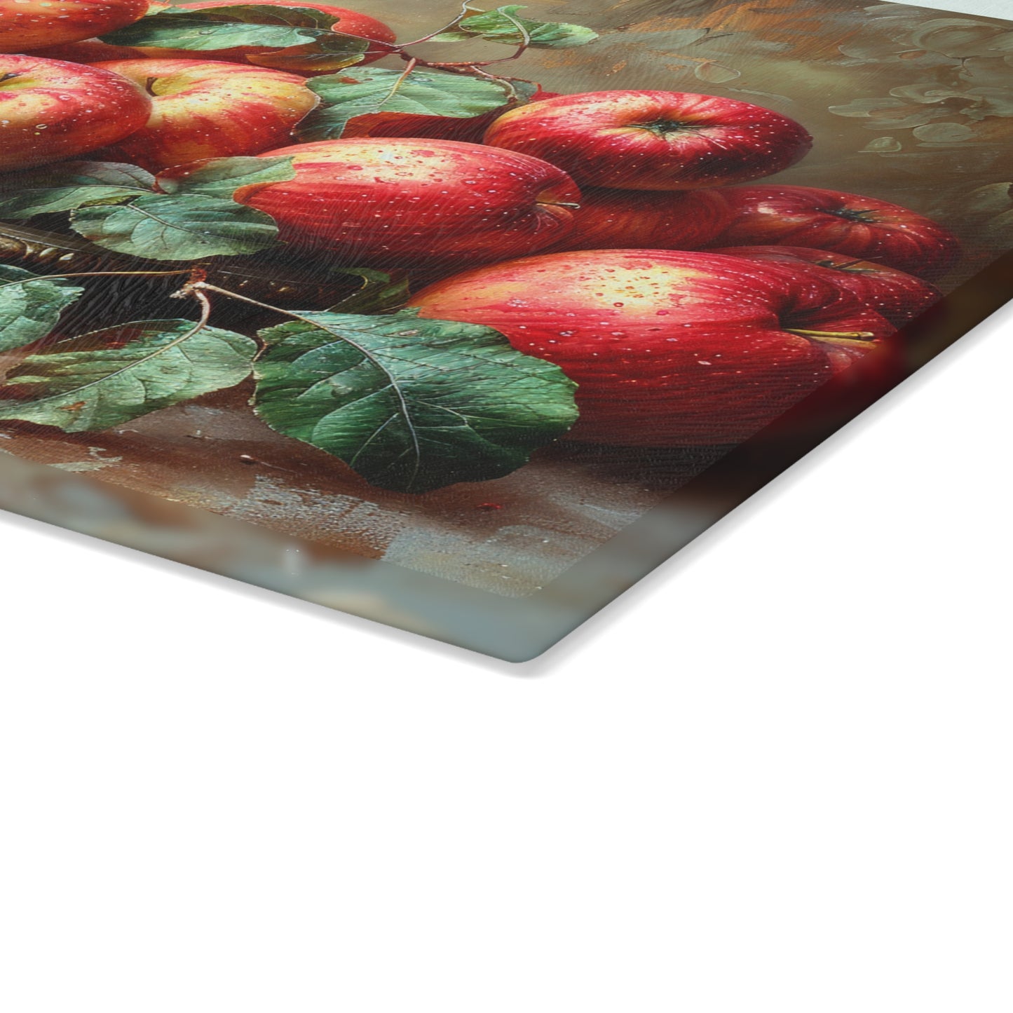Rustic Apple Still Life Glass Cutting Board — Rustic Apple Still Life Decorative Chopping Board