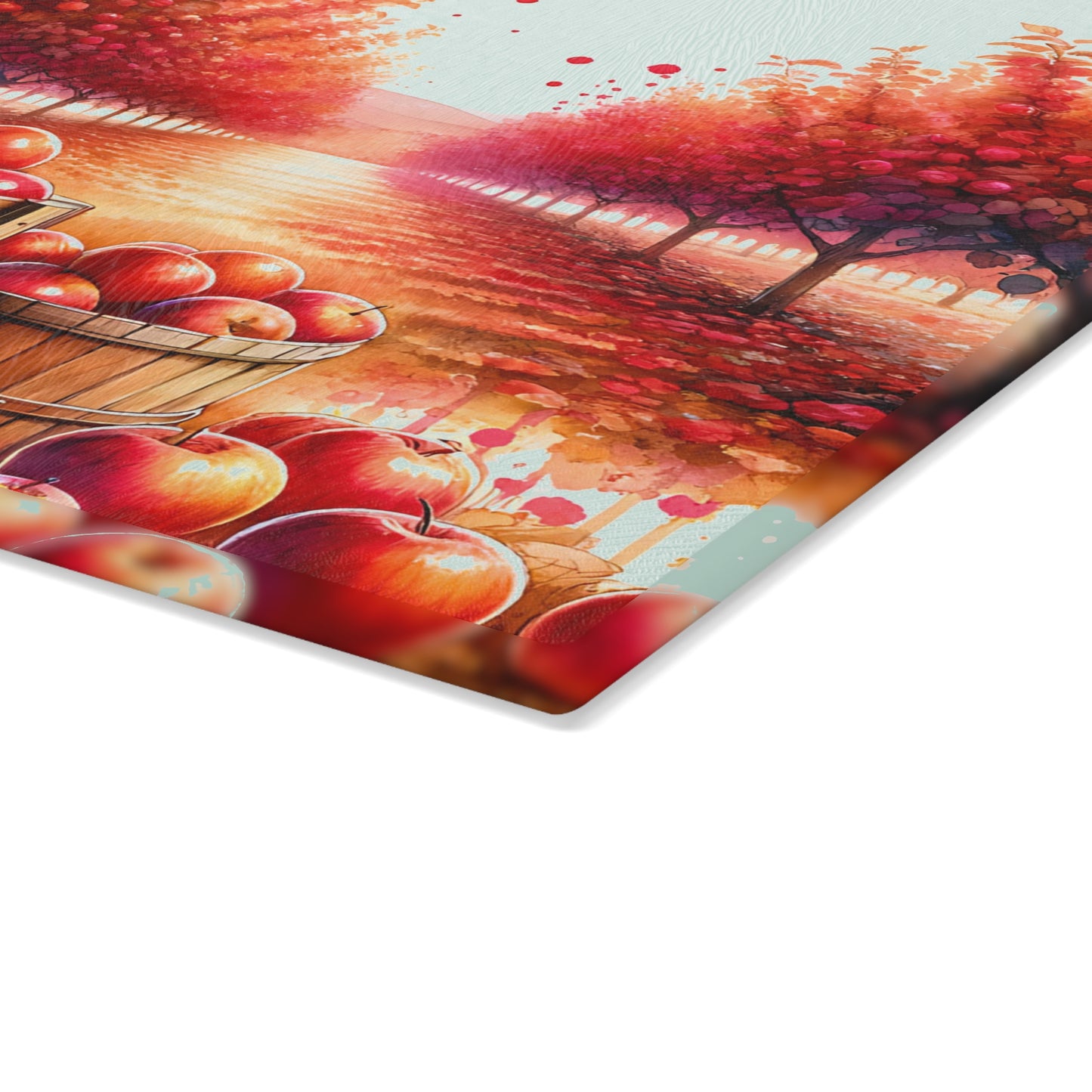 Autumn Apple Orchard Glass Cutting Board — Kitchen Decor