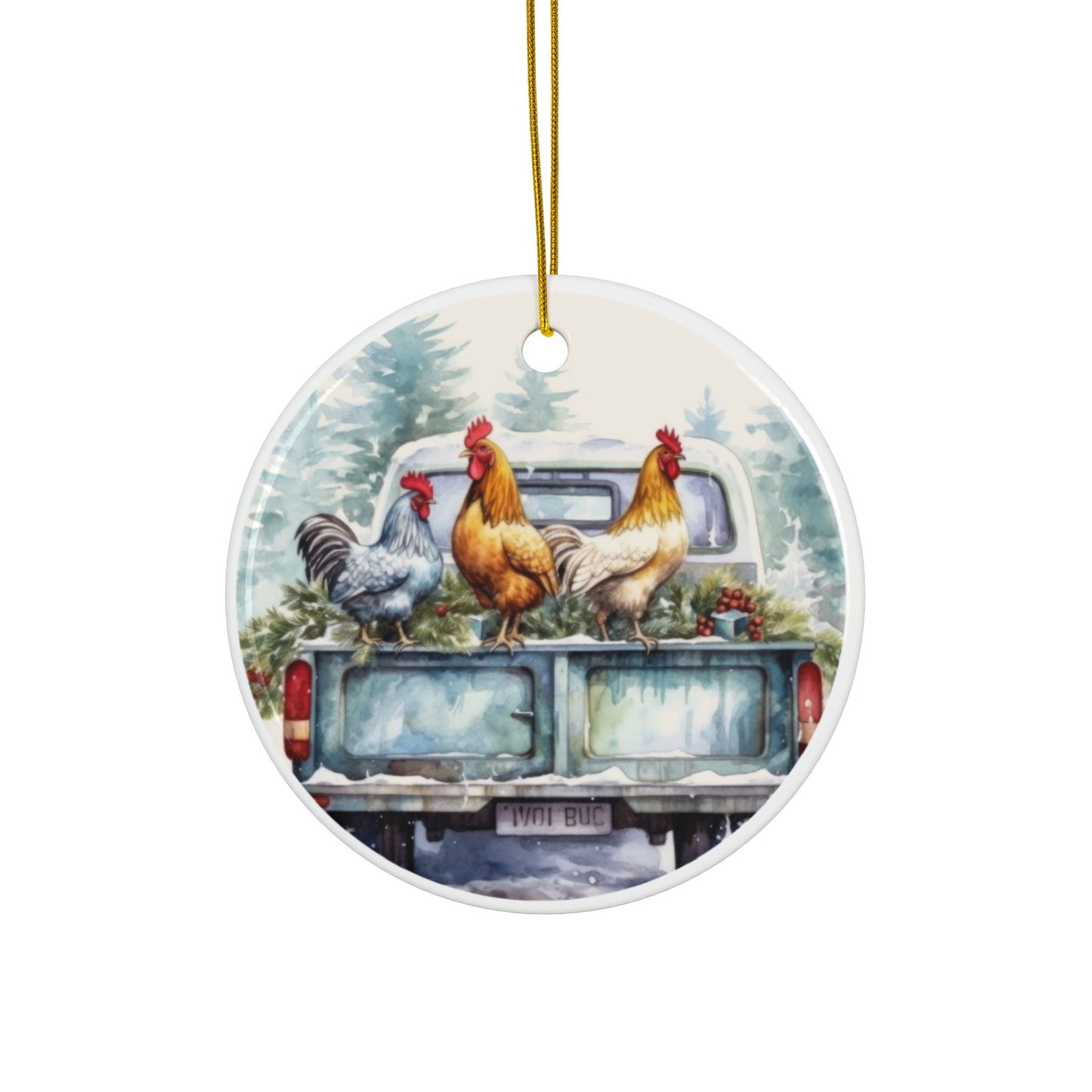 Country Chickens Ceramic Ornaments