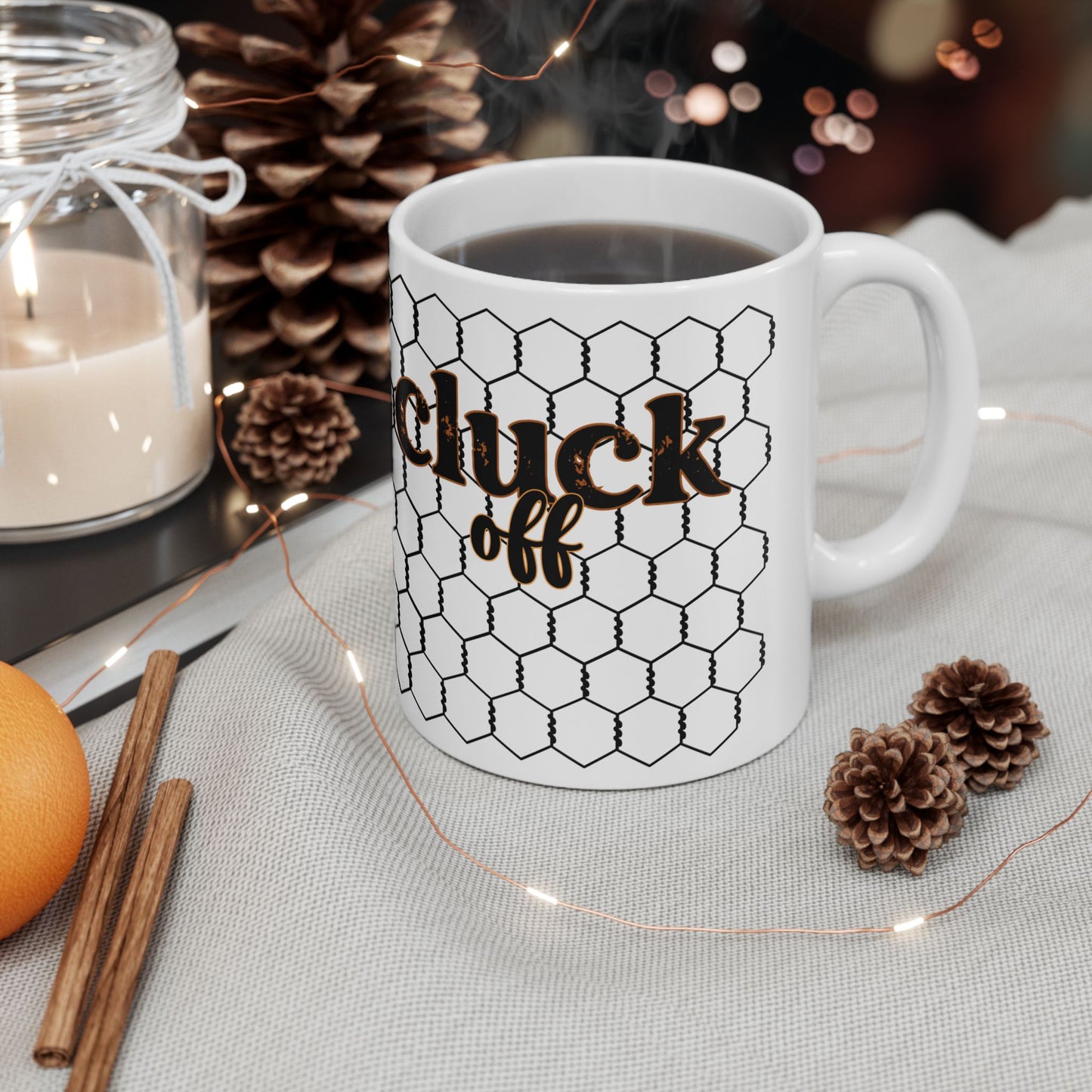 Cluck Off Chicken Coop Ceramic Mug — Farmhouse Hen & Chick Coffee Cup (11oz/15oz)