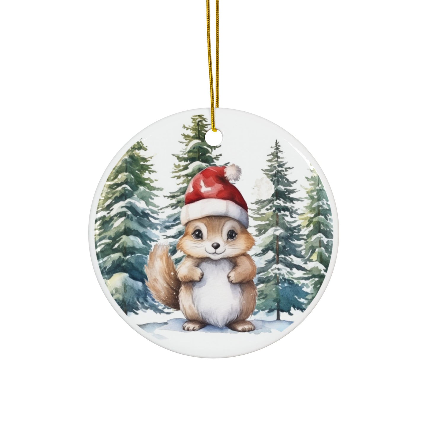 Bay Squirrel Ceramic Ornaments with Adorable Christmas Design