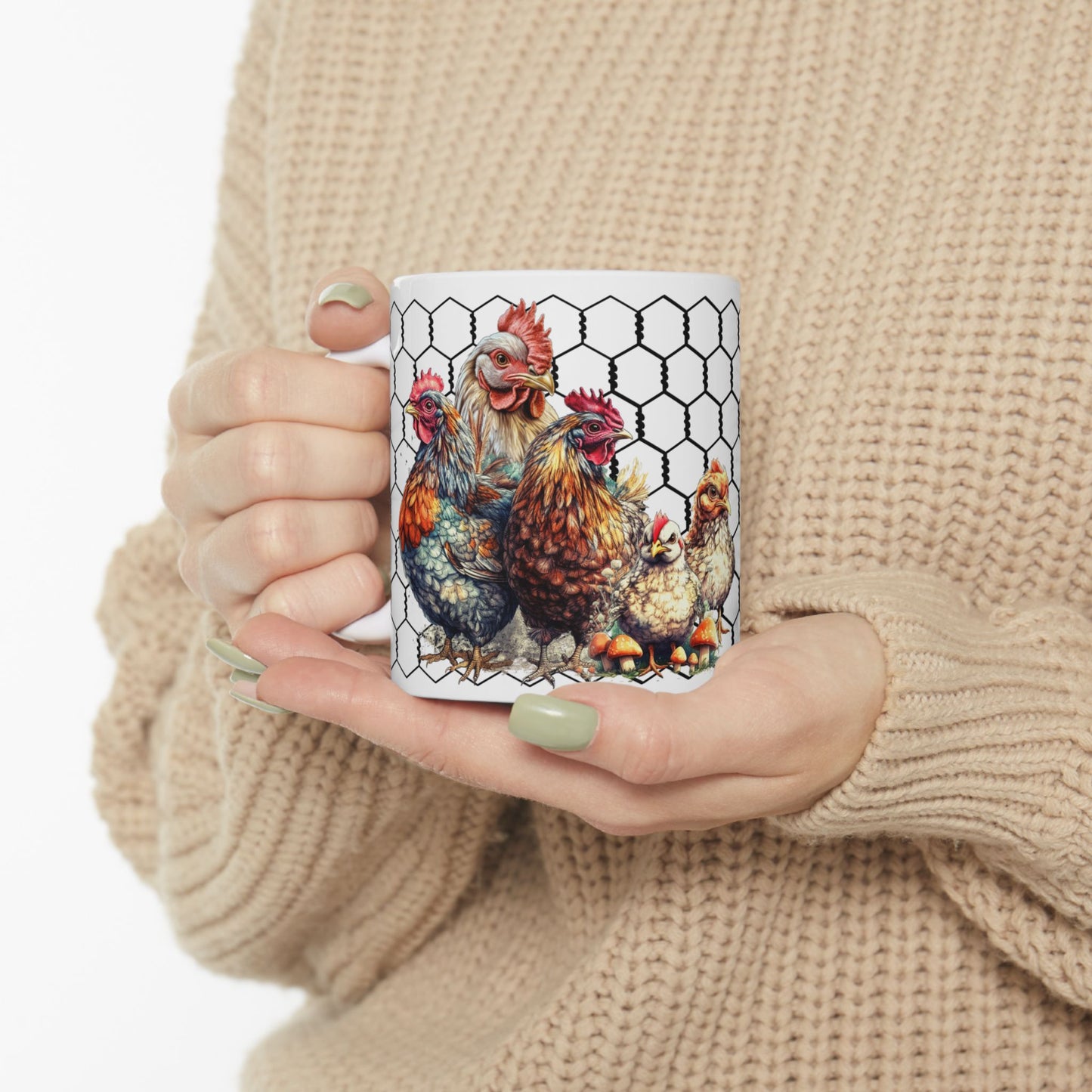 Cluck Off Chicken Coop Ceramic Mug — Farmhouse Hen & Chick Coffee Cup (11oz/15oz)