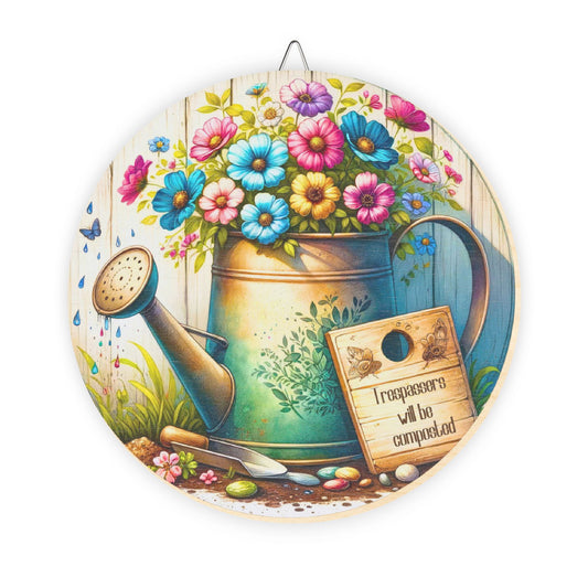 Gardener's Watering Can Floral Wood Sign — Rustic Spring Wall Decor