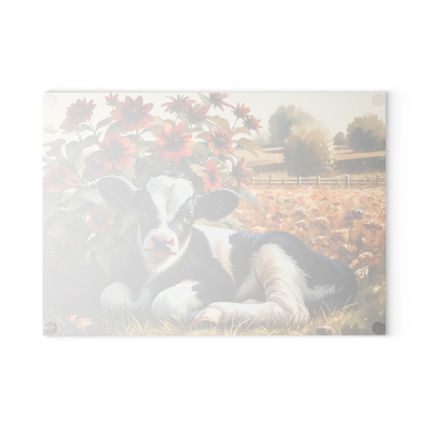 Rustic Calf Farmhouse Glass Cutting Board — Kitchen Decor
