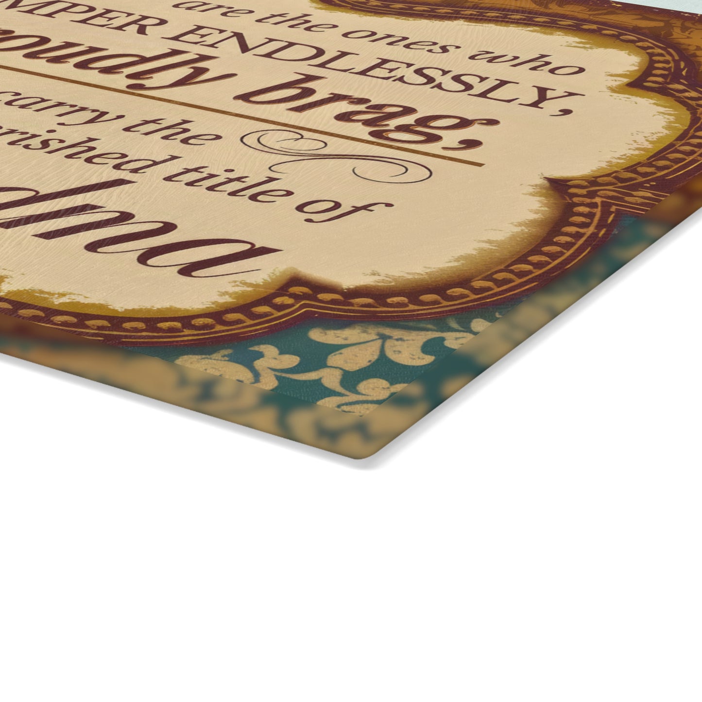 Grandma Decorative Glass Cutting Board – "Blessed...cherished title of Grandma" Kitchen Gift