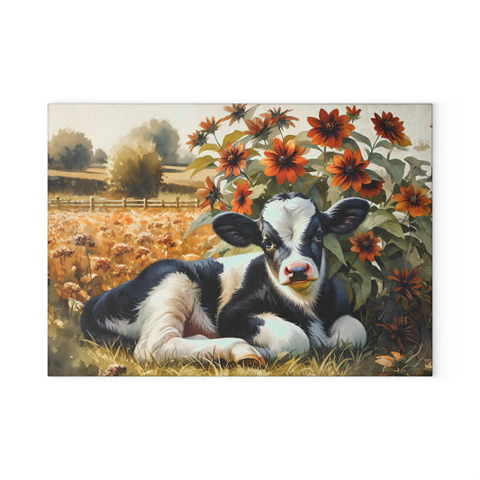 Rustic Calf Farmhouse Glass Cutting Board — Kitchen Decor