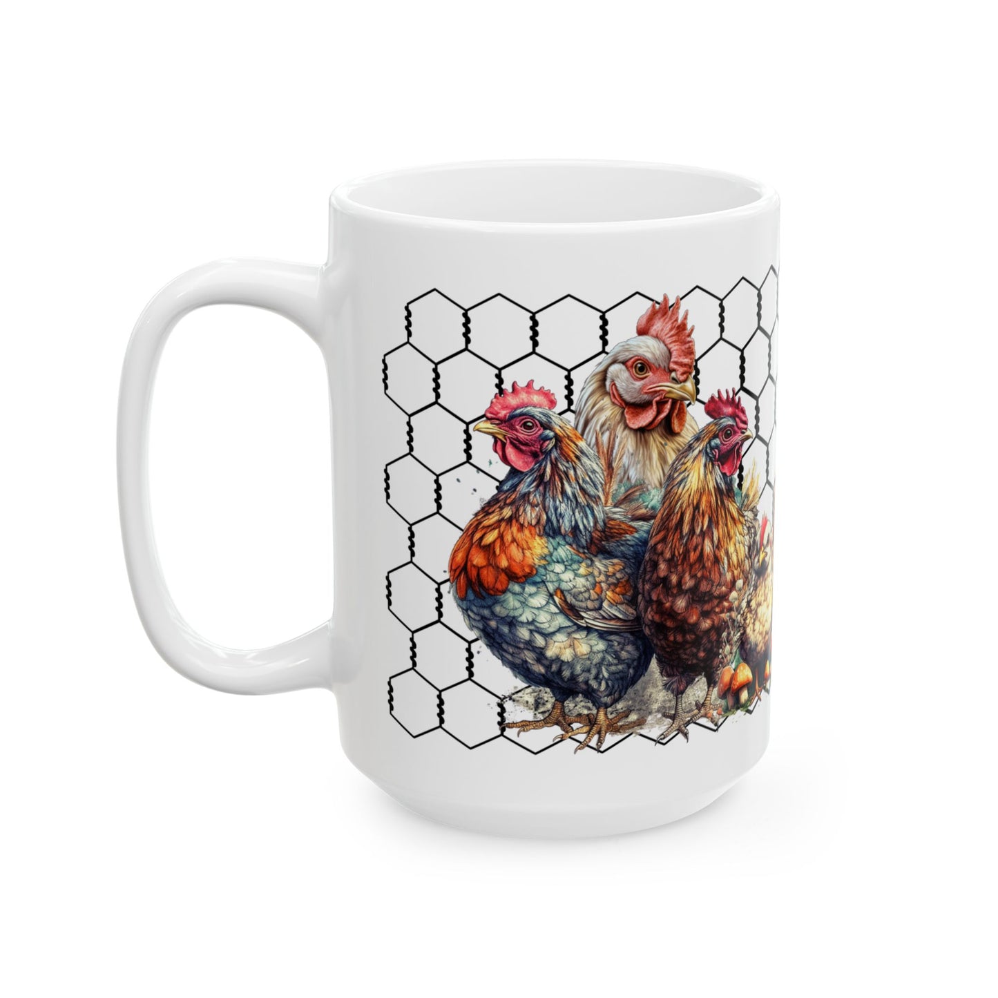 Cluck Off Chicken Coop Ceramic Mug — Farmhouse Hen & Chick Coffee Cup (11oz/15oz)