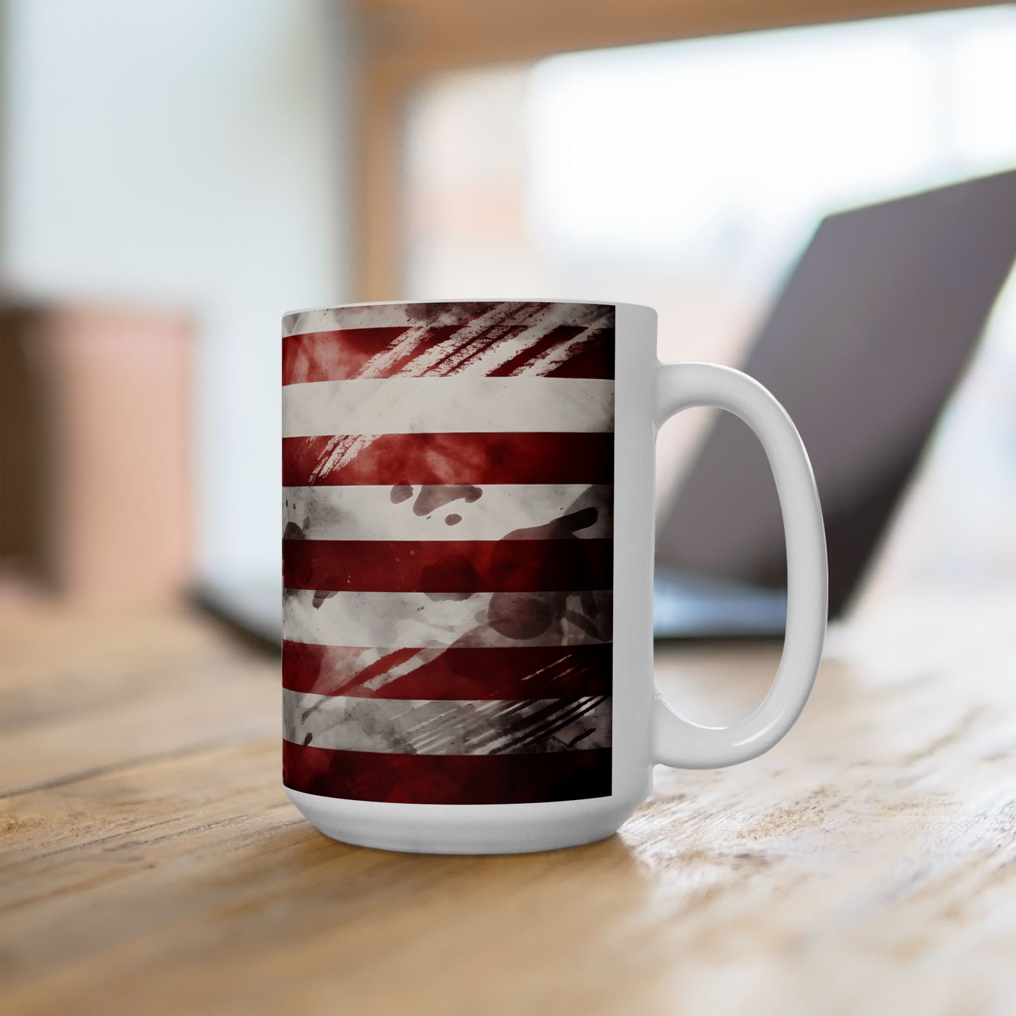 American Flag Ceramic Mug — Vintage Distressed USA Patriotic Coffee Cup (11oz, 15oz)