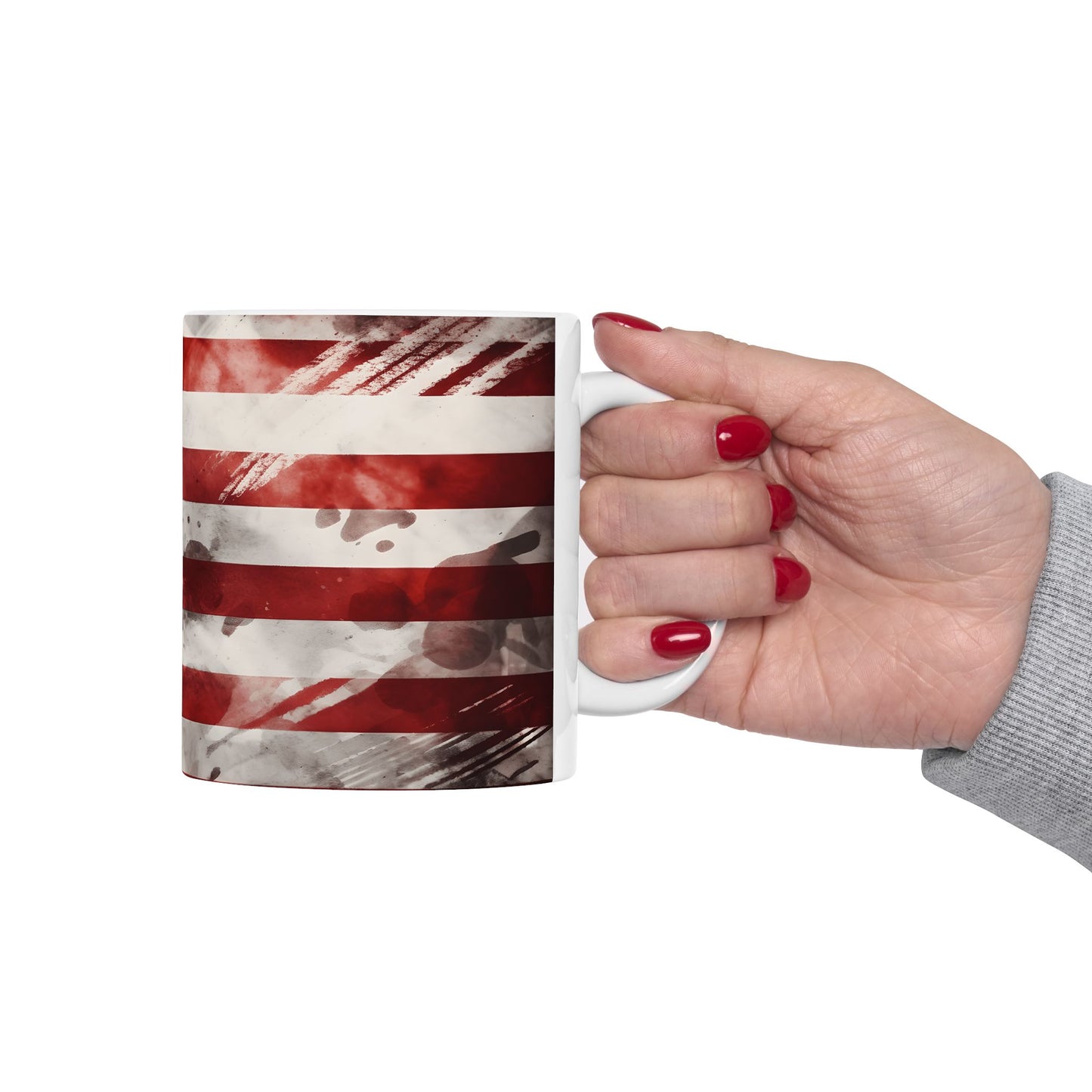 American Flag Ceramic Mug — Vintage Distressed USA Patriotic Coffee Cup (11oz, 15oz)
