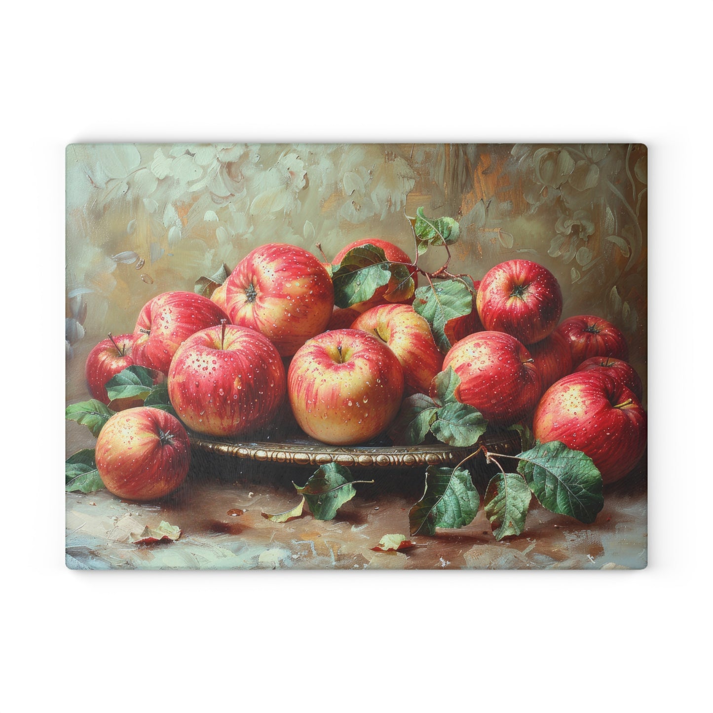 Rustic Apple Still Life Glass Cutting Board — Rustic Apple Still Life Decorative Chopping Board