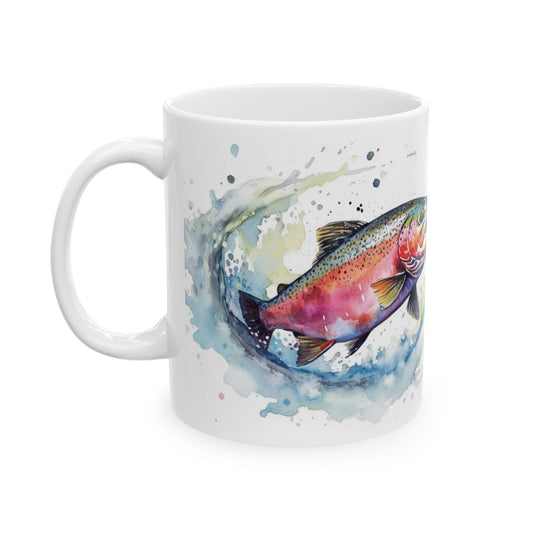 Jesus Made Me A Fisher Of Men Mug — Rainbow Trout Christian Faith Coffee Cup