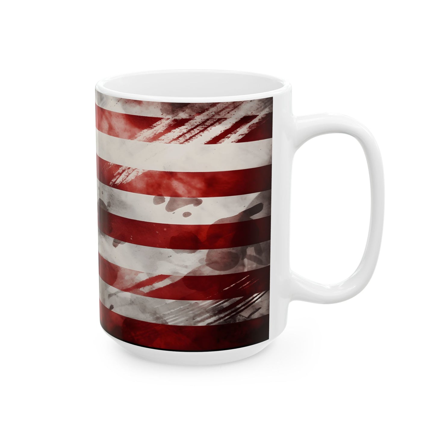 American Flag Ceramic Mug — Vintage Distressed USA Patriotic Coffee Cup (11oz, 15oz)