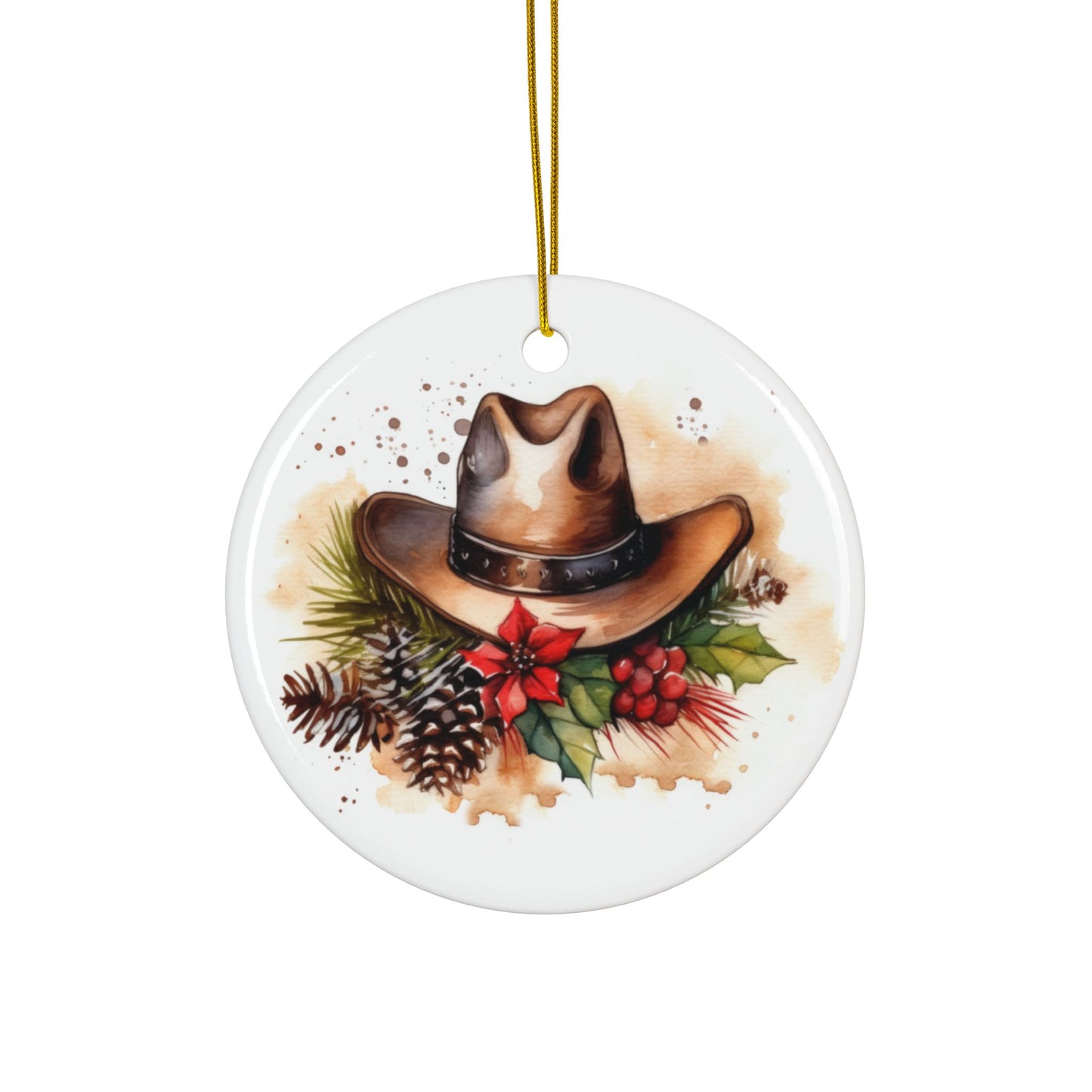 Country Cowboy Hat Ceramic Ornaments