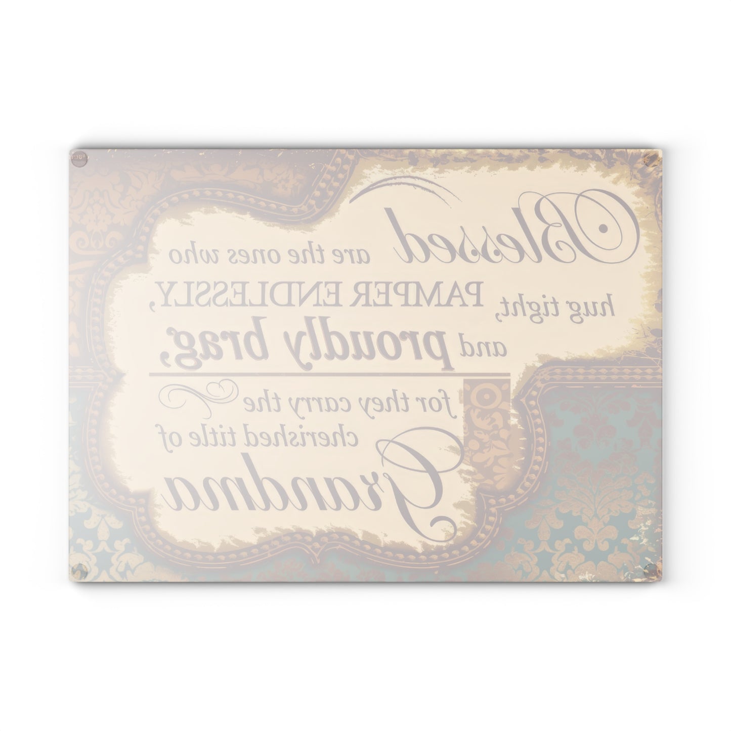 Grandma Decorative Glass Cutting Board – "Blessed...cherished title of Grandma" Kitchen Gift