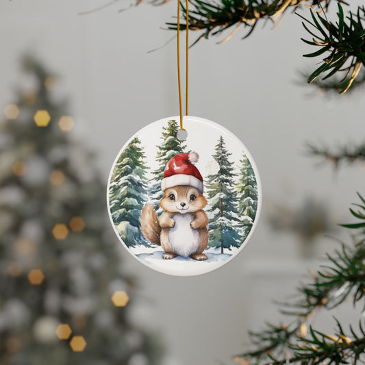 Bay Squirrel Ceramic Ornaments with Adorable Christmas Design