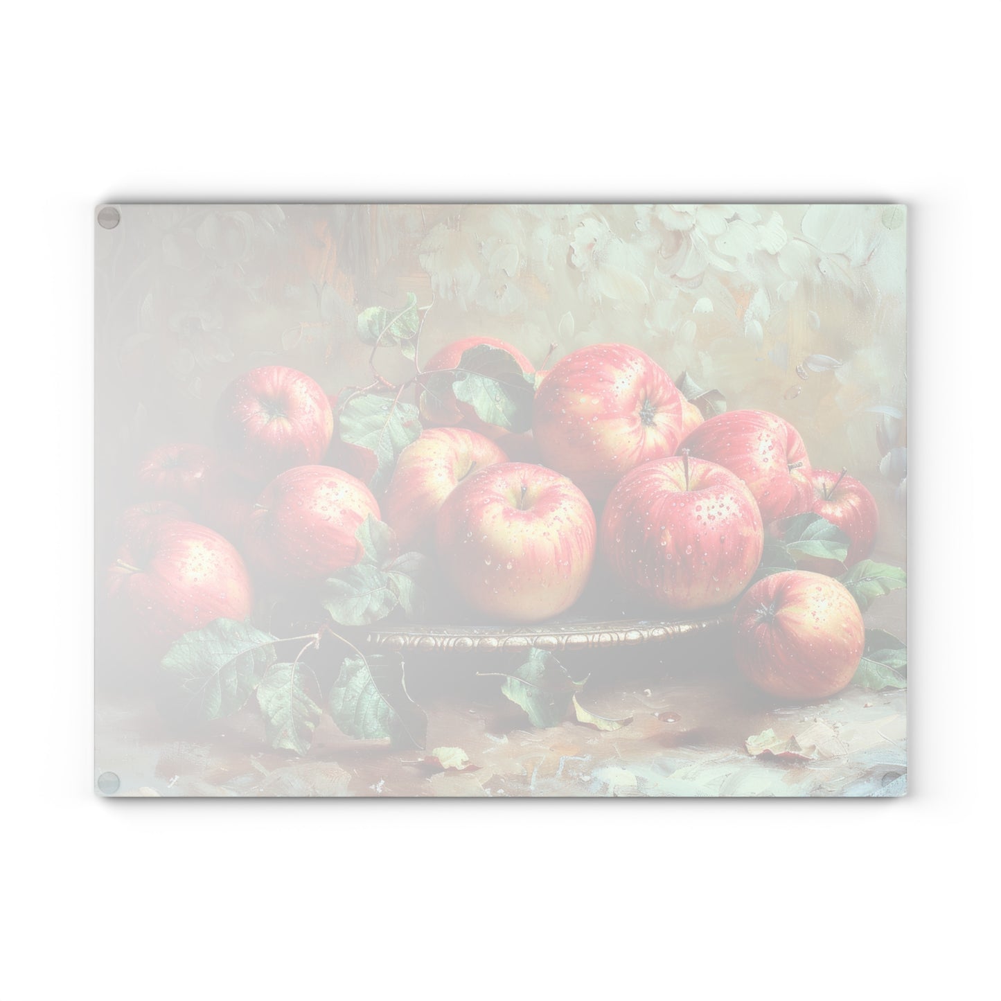 Rustic Apple Still Life Glass Cutting Board — Rustic Apple Still Life Decorative Chopping Board