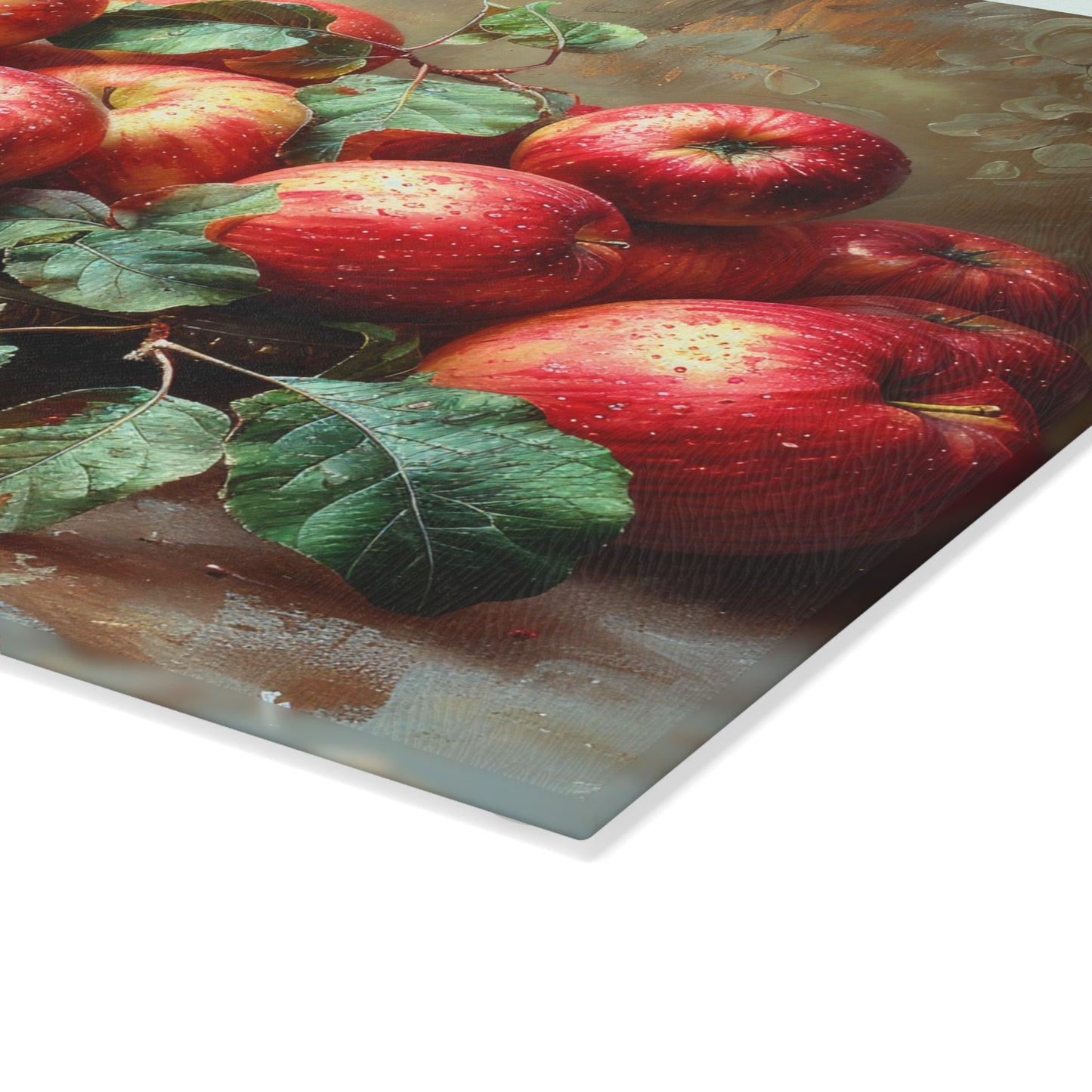 Rustic Apple Still Life Glass Cutting Board — Rustic Apple Still Life Decorative Chopping Board
