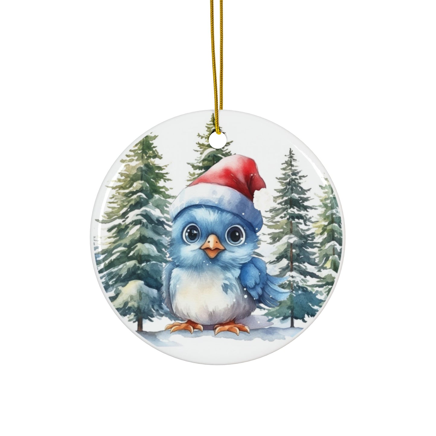 Baby Blue Bird Ceramic Ornaments - 2-Sided Print