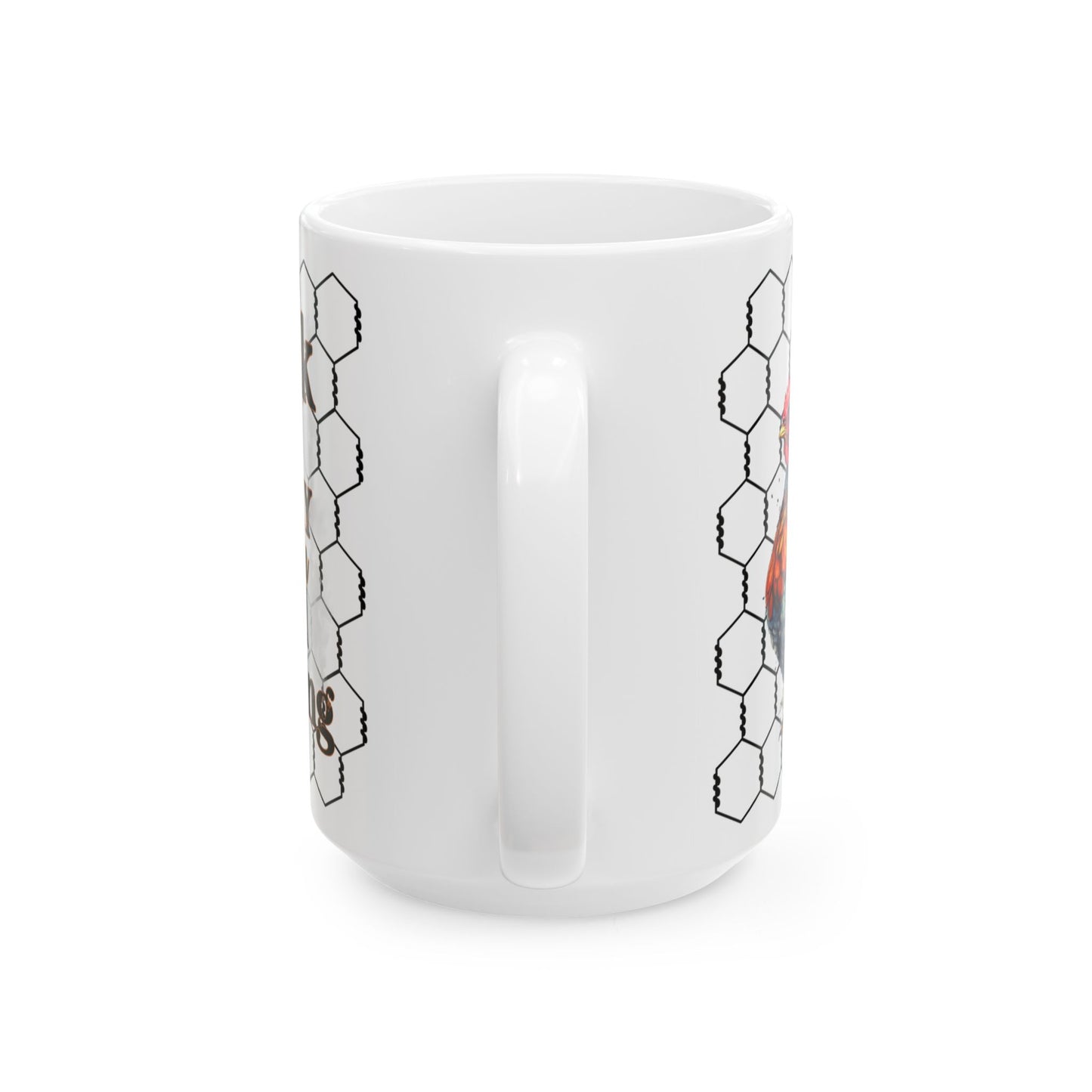 Rooster & Chicks Farmhouse Mug — "Cluck off, I'm on my coffee morning" Ceramic Coffee Cup (11oz, 15oz)