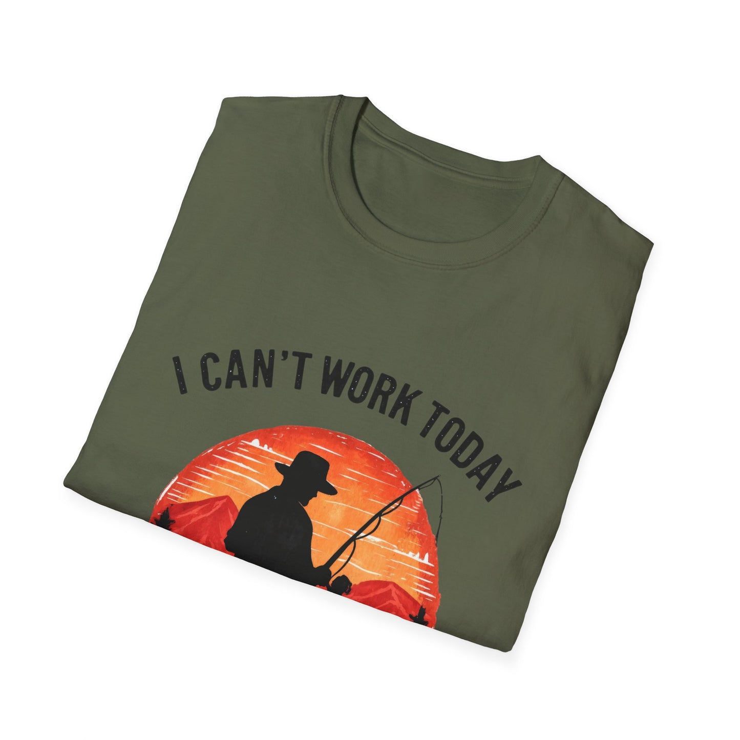 Fishing T-Shirt — "I Can't Work Today, My Arm Is in a Cast" Vintage Sunset Gift