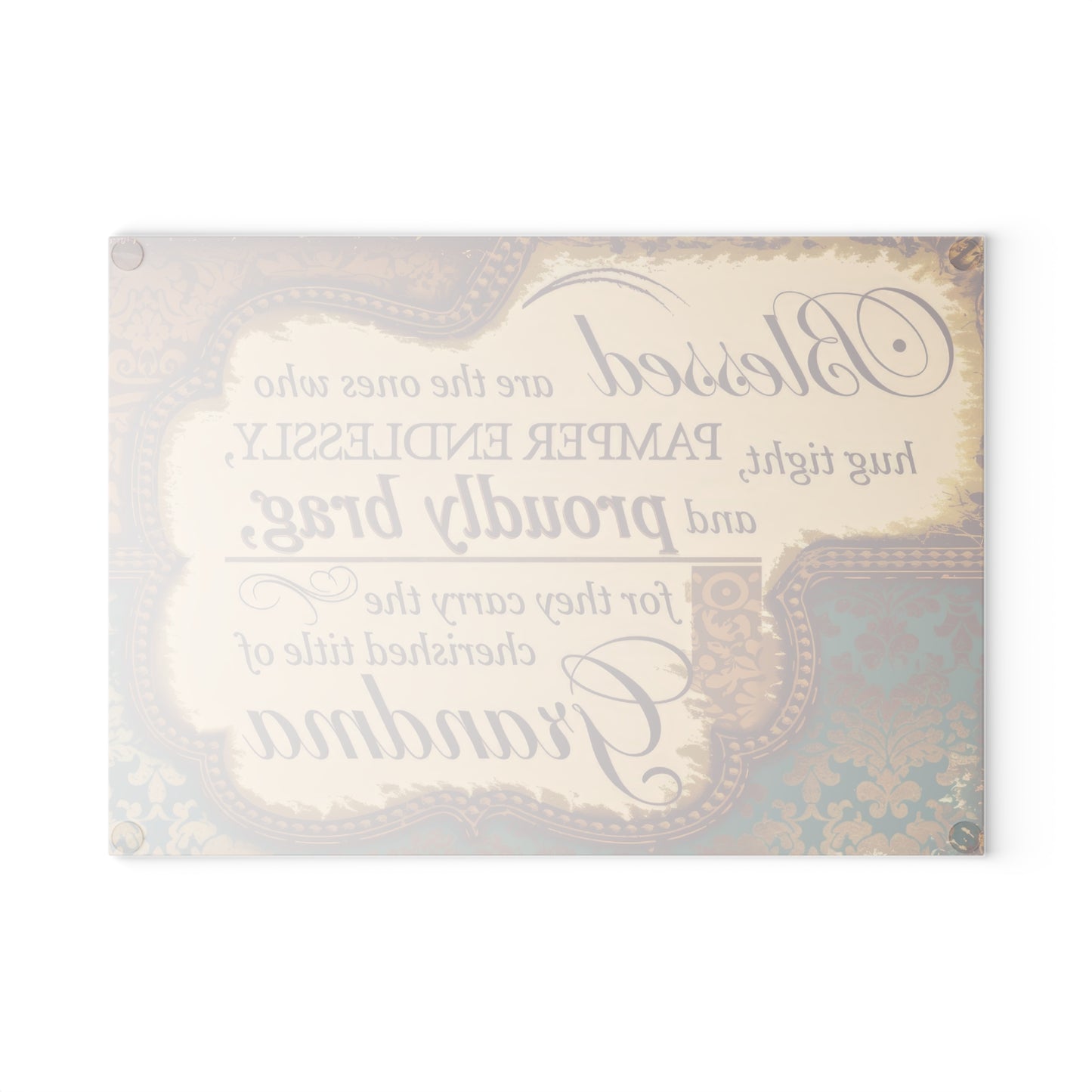 Grandma Decorative Glass Cutting Board – "Blessed...cherished title of Grandma" Kitchen Gift