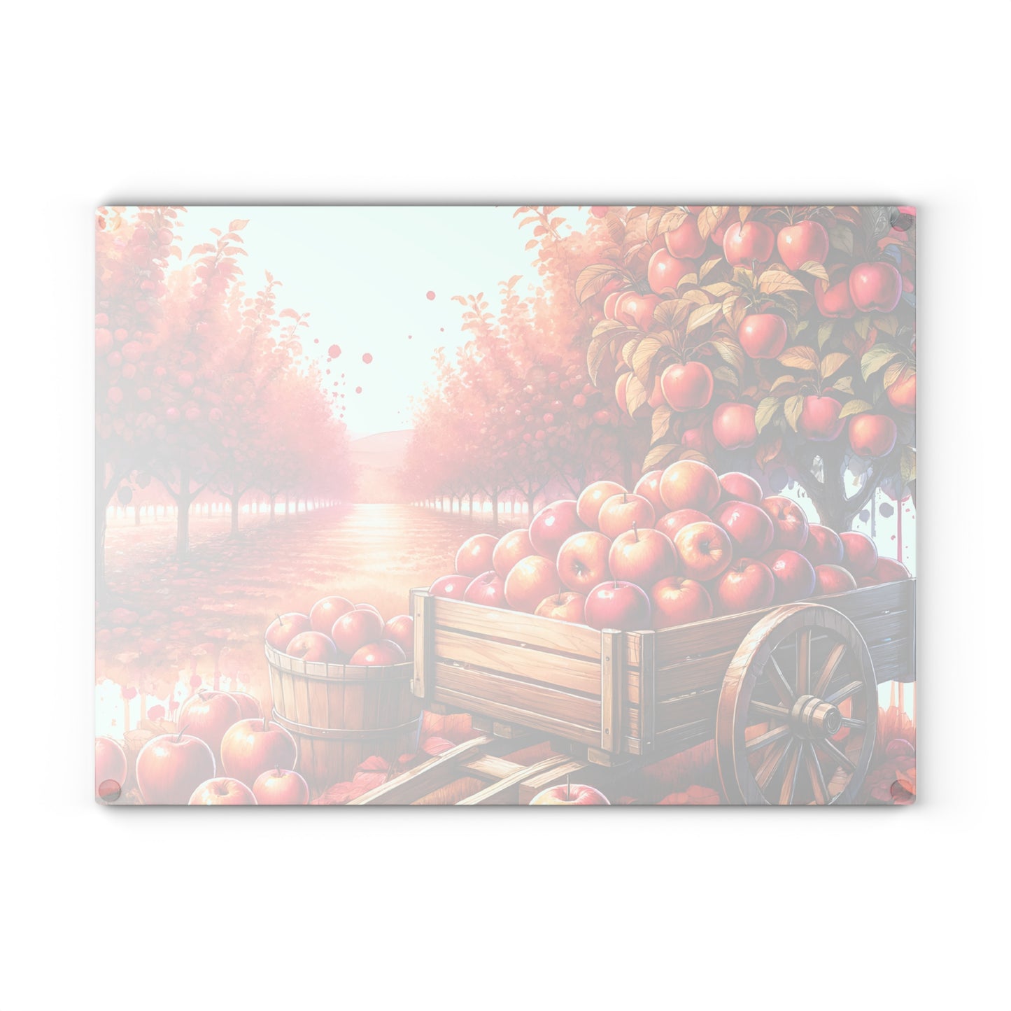 Autumn Apple Orchard Glass Cutting Board — Kitchen Decor