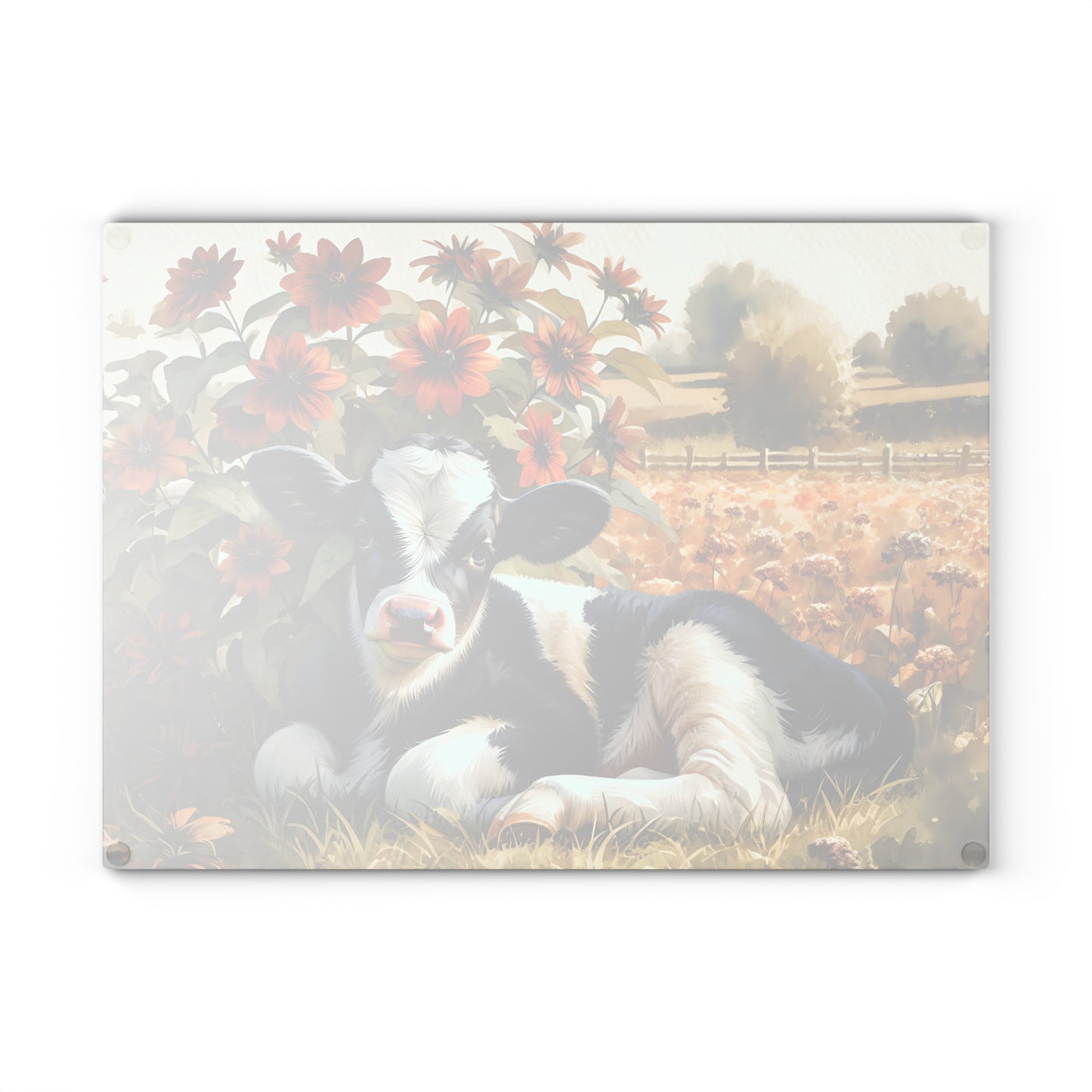 Rustic Calf Farmhouse Glass Cutting Board — Kitchen Decor